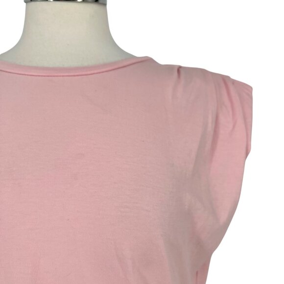 St. Roche Pink Echo Mini Dress Supima Cotton Padded Shoulders Size XL - Picture 4 of 13